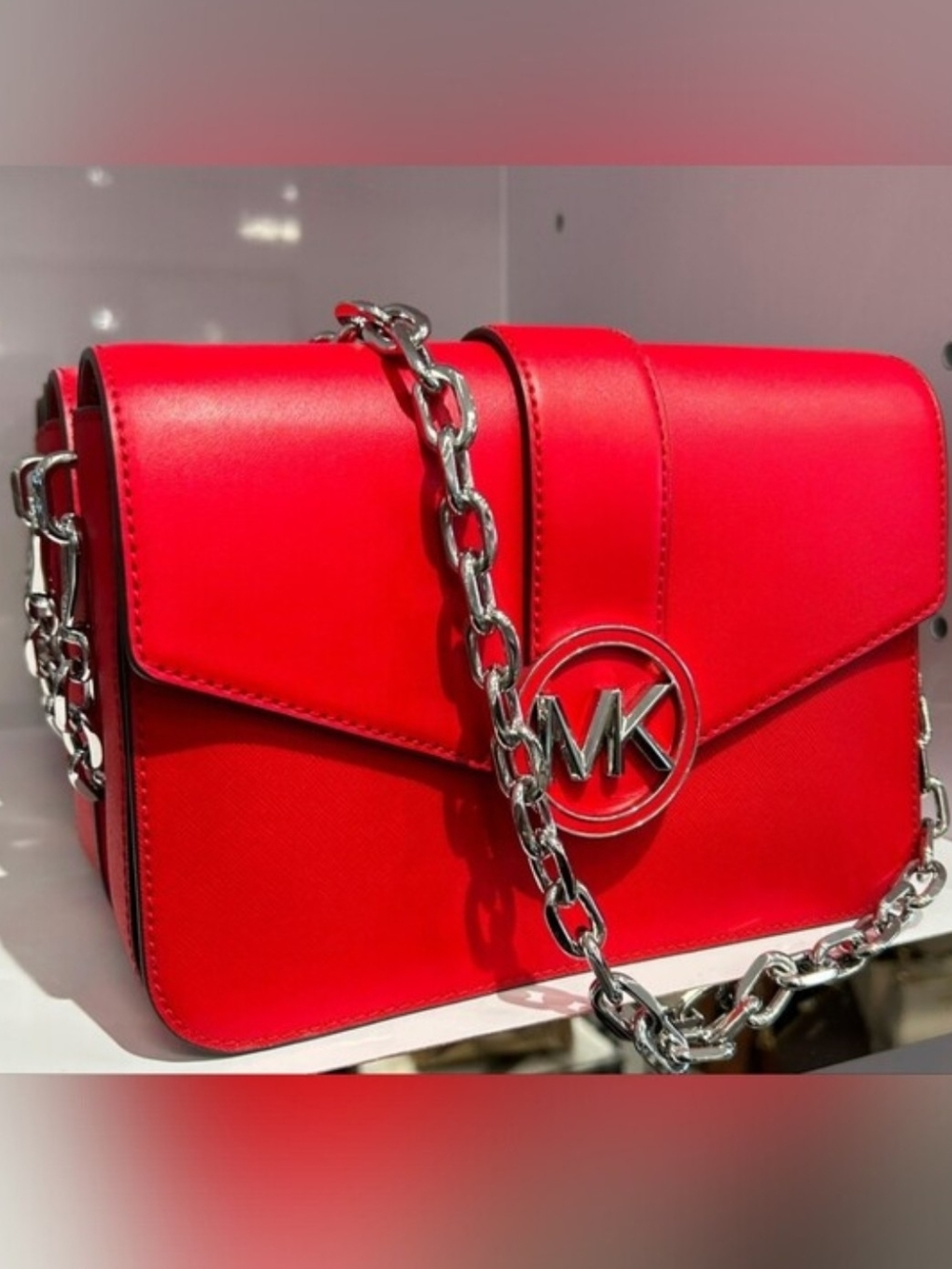 ⭐️New ⭐️Michael Kors Red MK Chain Shoulder Bag